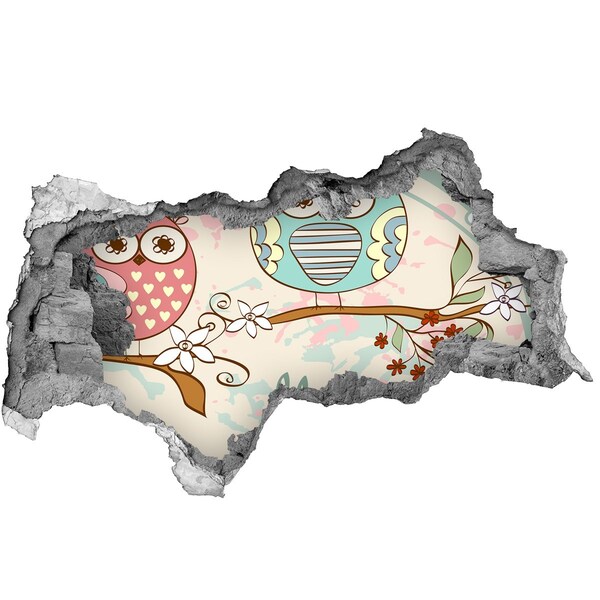 3D sticker gat in stenen muur Groen bos in een gat in de muur