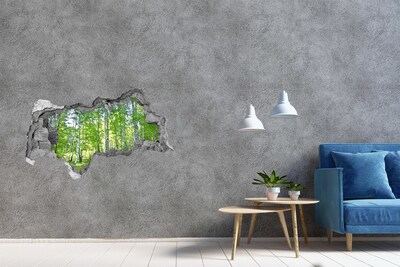 Zelfklevende 3D wandsticker illusie Groen bos in het zonlicht