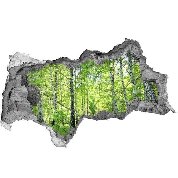 3D muursticker gescheurde muur Gouden ochtend in het bos