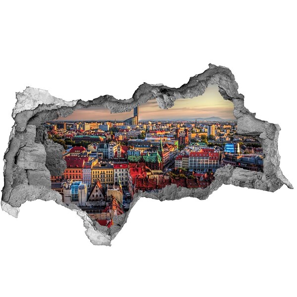 Wandsticker 3D doorkijk New York met uitzicht op het Vrijheidsbeeld.