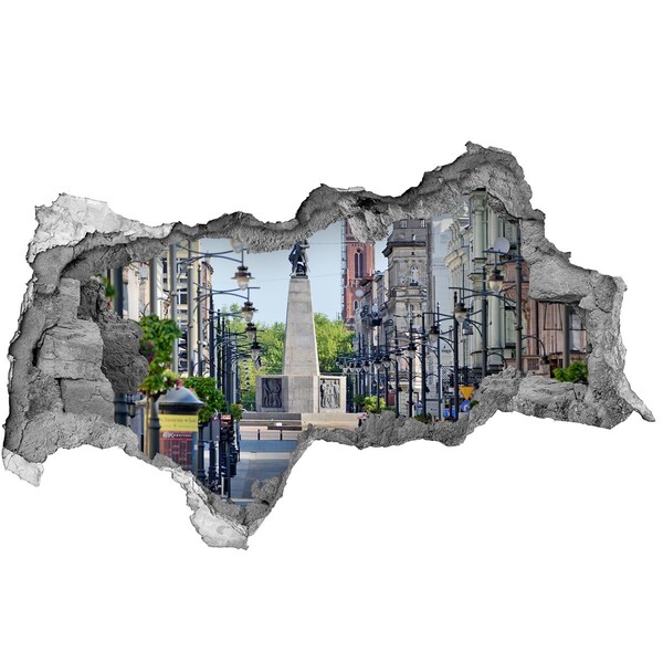 Wandsticker 3D doorkijk Tropische bladeren in een gat in de muur