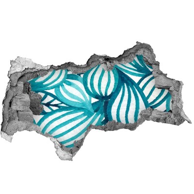 3D sticker gat in stenen muur Bloemenpatroon in regenboogkleuren