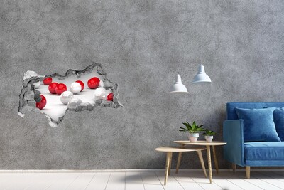 3D muursticker gescheurde muur Lavendelbloemen op een houten achtergrond