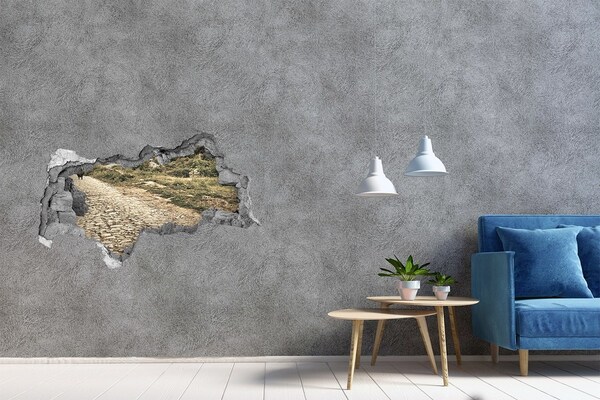 Wandsticker 3D doorkijk Groenstrook achter het gat