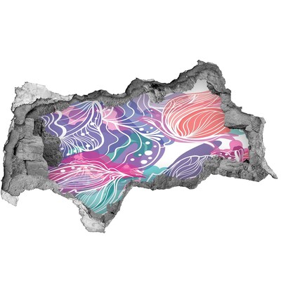 3D sticker gat in stenen muur Een tropische oase in beton.