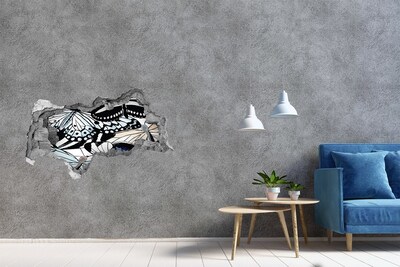 Wandsticker 3D doorkijk Bloemengat in de muur