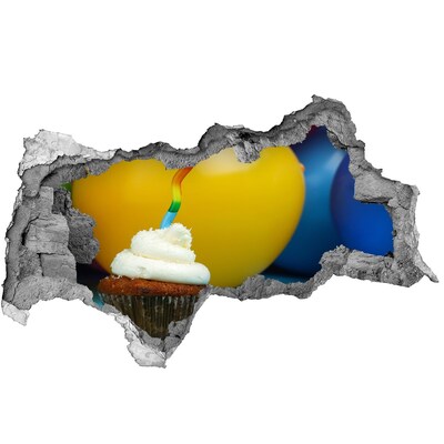 3D muursticker gescheurde muur Een golf in paarse tinten