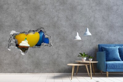 3D muursticker gescheurde muur Een golf in paarse tinten