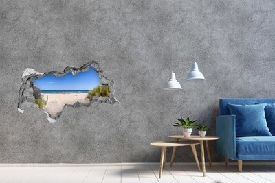 Zelfklevende 3D wandsticker illusie Een groen paradijs met een houten brug.