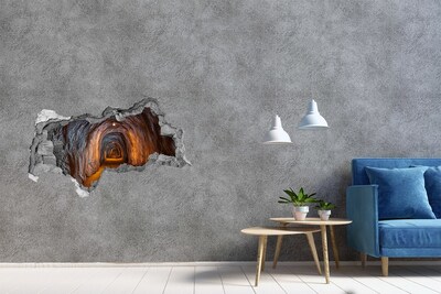 3D sticker gat in stenen muur Een bloemenparadijs achter de muur.