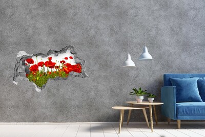 Zelfklevende 3D wandsticker illusie Een bloemenparadijs achter de muur.