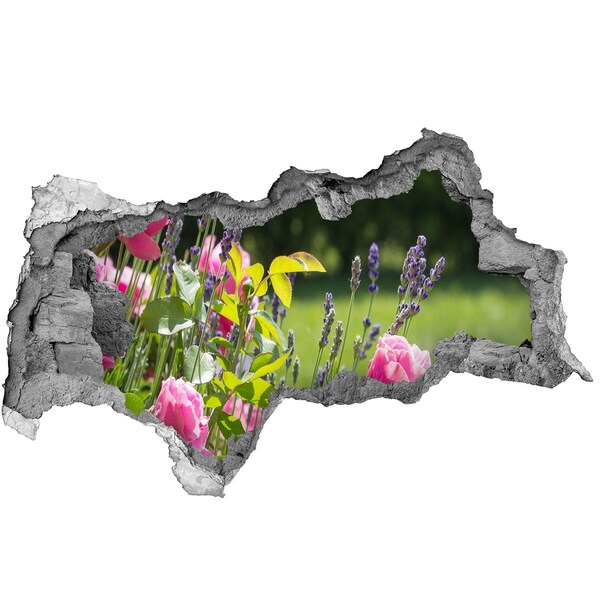 3D muursticker gescheurde muur Hole in the Wall Bloemenmuurschildering
