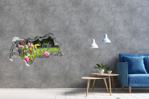 3D muursticker gescheurde muur Hole in the Wall Bloemenmuurschildering
