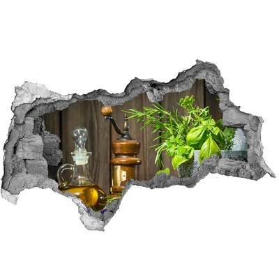 3D sticker gat in stenen muur Zonsondergang in een bergdal