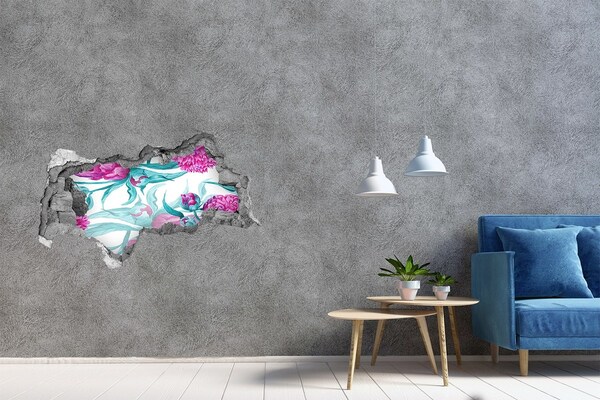 Zelfklevende 3D wandsticker illusie Konijntje met een hoed