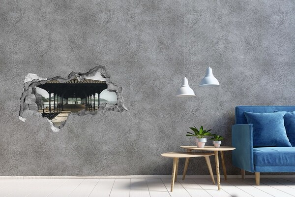 Zelfklevende 3D wandsticker illusie Beschadigde bakstenen muur