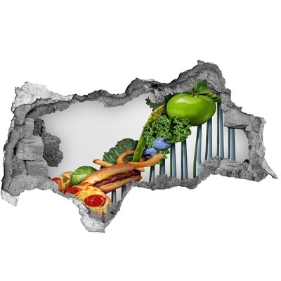 3D sticker gat in stenen muur Bloemen tussen de ingestorte muur