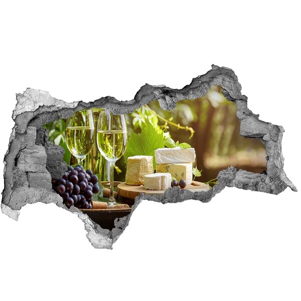 3D sticker gat in stenen muur Wijn in de wijngaard