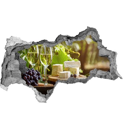 3D sticker gat in stenen muur Wijn in de wijngaard