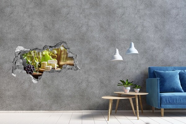 3D sticker gat in stenen muur Wijn in de wijngaard