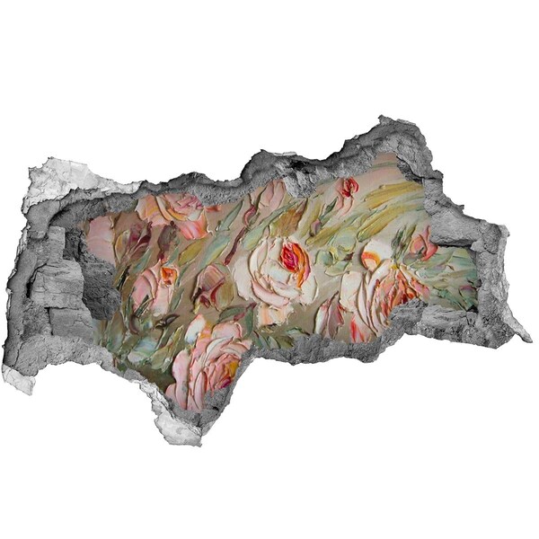 3D sticker gat in stenen muur Een kustlandschap met een charmant dorpje