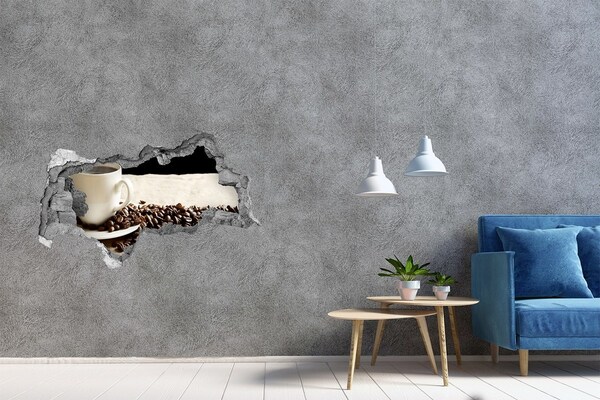 3D muursticker gescheurde muur Paardenbloemen in het blauw