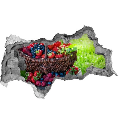 Wandsticker 3D doorkijk Uitzicht op de zee door een gat in de muur.