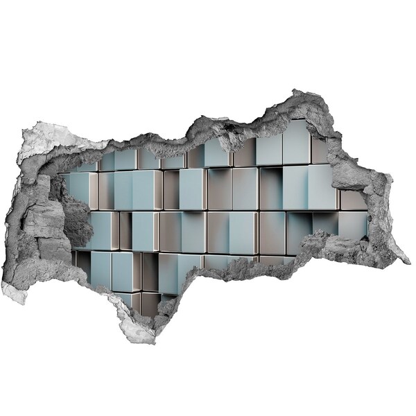 3D muursticker gescheurde muur Uitzicht op de stad 's nachts