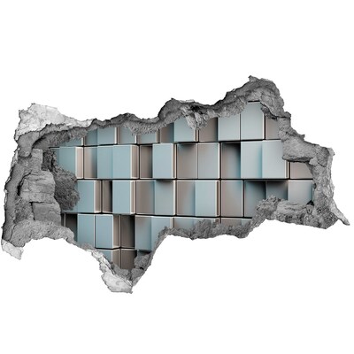 3D muursticker gescheurde muur Uitzicht op de stad 's nachts