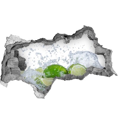 Zelfklevende 3D wandsticker illusie Kaart met vergrootglas in een gat in de muur