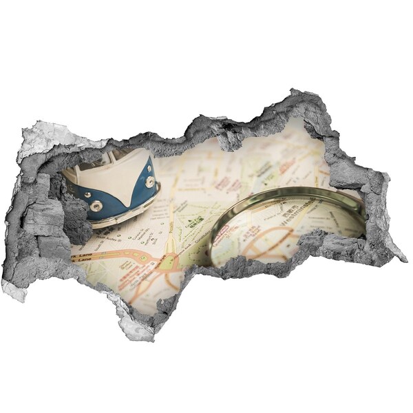 3D muursticker gescheurde muur Een hemel met wolken bij zonsondergang