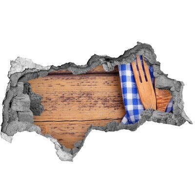 3D sticker gat in stenen muur Weerspiegeling van bomen in een ingestorte muur