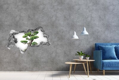 3D sticker gat in stenen muur Aardbeien in water