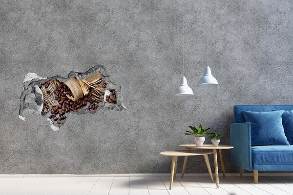 Zelfklevende 3D wandsticker illusie Koffie drinken in het comfort van je eigen huis.