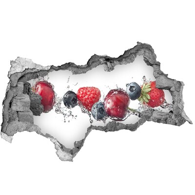 Wandsticker 3D doorkijk Groene golf in het gat in de muur