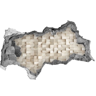 Wandsticker 3D doorkijk Geometrische patronen tegen de achtergrond van een beschadigde muur.