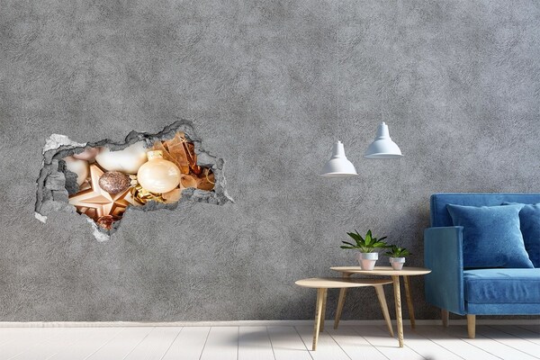 3D sticker gat in stenen muur Zonsondergang boven het meer