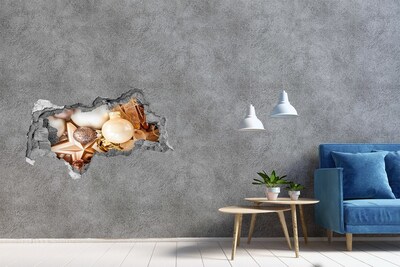 3D sticker gat in stenen muur Zonsondergang boven het meer