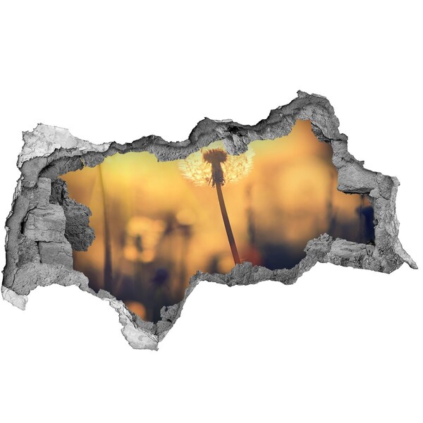 3D sticker gat in stenen muur Een versleten vloer met kleurrijke tegels.