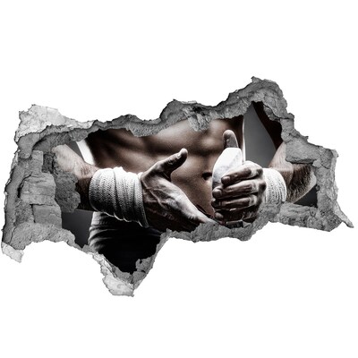 3D sticker gat in stenen muur Verwoeste muur met een vrachtwagen