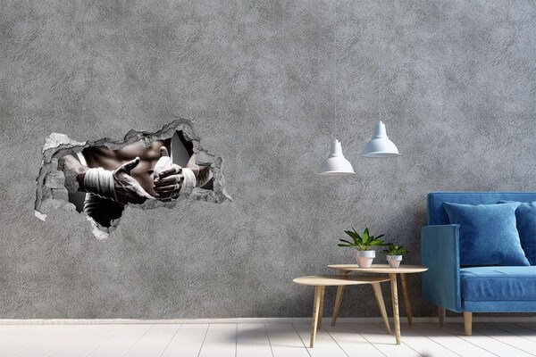 3D sticker gat in stenen muur Verwoeste muur met een vrachtwagen