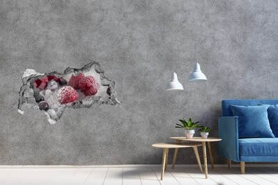 Zelfklevende 3D wandsticker illusie Een stad met een toren en gebouwen