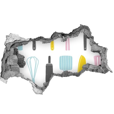 3D sticker gat in stenen muur Uitzicht op Hongkong