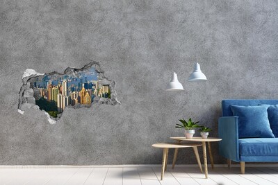 Zelfklevende 3D wandsticker illusie Maanverlichte nacht in de wolken