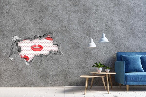 3D sticker gat in stenen muur Hart in beton