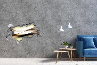3D sticker gat in stenen muur Gouden golven in de muur