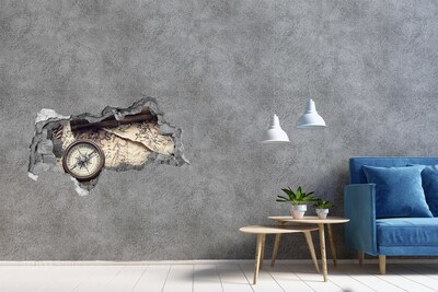 3D sticker gat in stenen muur Tropisch paradijs met bloemen