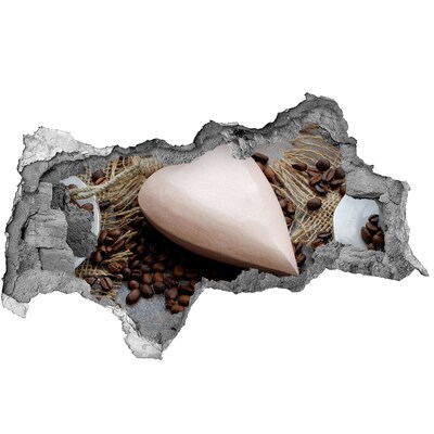 3D sticker gat in stenen muur Een hemel met wolken door een gat in de muur.