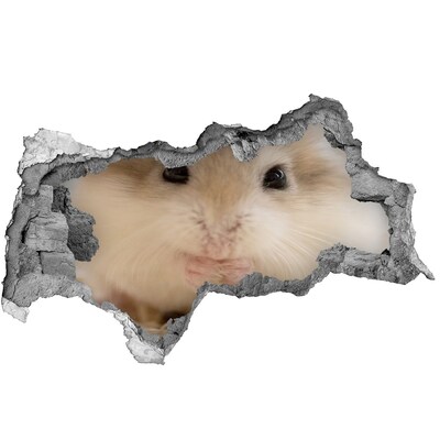 3D muursticker gescheurde muur Hamster in een gat in de muur
