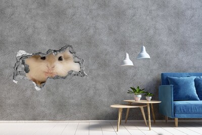 3D muursticker gescheurde muur Hamster in een gat in de muur